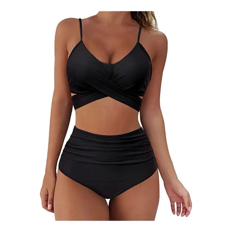 Bikini Tiro Alto Liso Push Up Cruzado Uniteduy