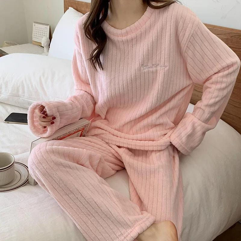 Pijama Peluche Largo De Dama Plush Abrigado Varios Colores