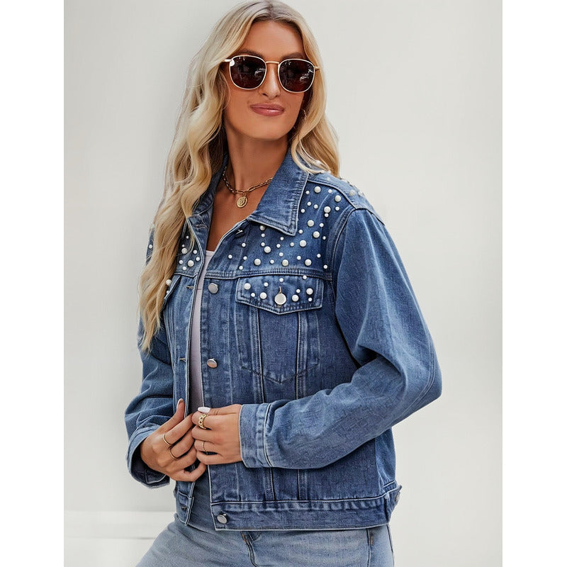 Campera De Jeans Con Aplique Perlas Uniteduy