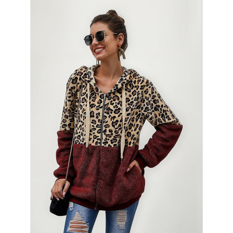 Campera Con Capucha Combinado Animal Print Polar Uniteduy