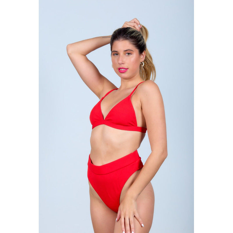 Bikini Tiro Alto Fucsia Oscuro Triángulos Y Copas Uniteduy