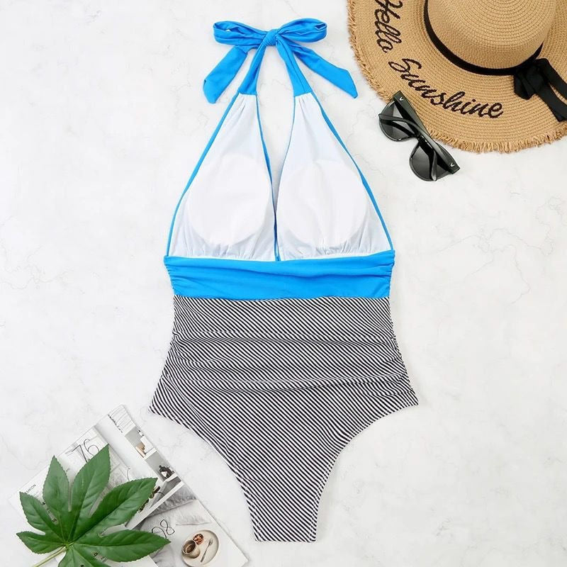 Malla Entera Triangulo Plisada Combinada Bikini Del M Al Xl