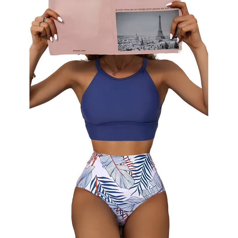 Bikini Malla Tiro Alto Tipo Top Varios Colores Uniteduy
