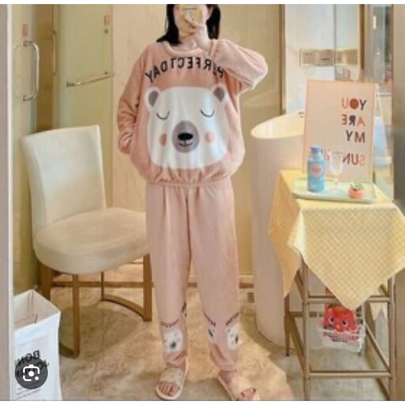 Pijama Peluche Largo De Dama Varios Diseños Talle Único