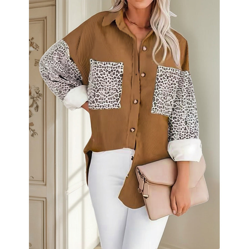 Sobre Camisa Pana Combinado Con Animal Print Varios Colores