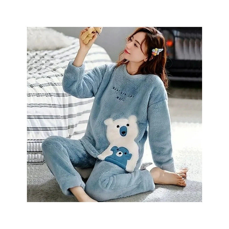 Pijama Peluche Largo Osos Plus Abrigados Varios Colores