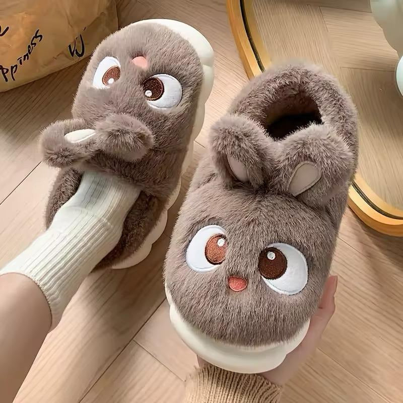 Pantufla Conejo Peludas Con Suela De Goma Varios Colores