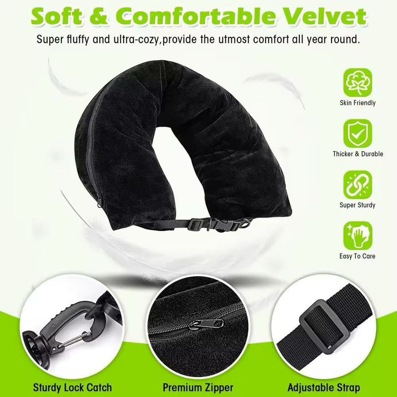 Almohada Funda Cuello Viaje Rellenable Con Ropa Untieduy