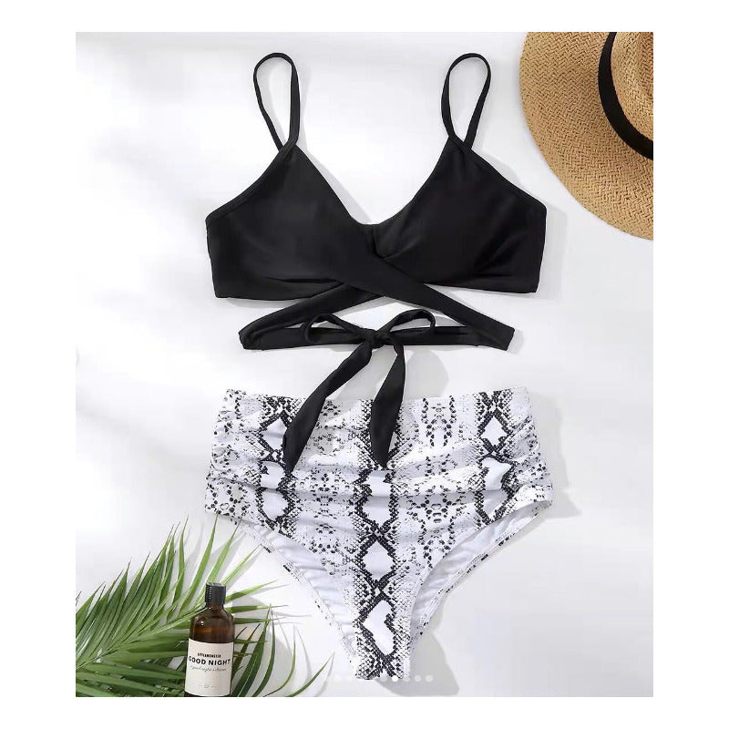 Bikini Mallas Tiro Alto 2 Piezas Push Up Cruzado Uniteduy