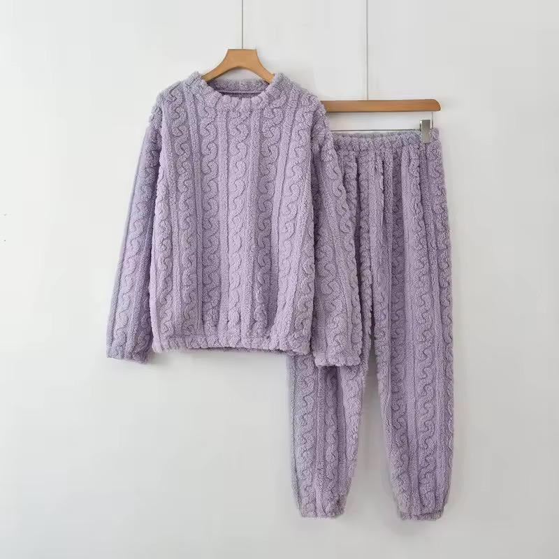 Pijama Peluche Trenzado Largo De Dama Plush  Varios Colores