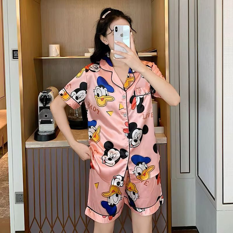 Pijamas Seda Fría Cortos M L Xl Y Xxl Disney Mickey - Minnie