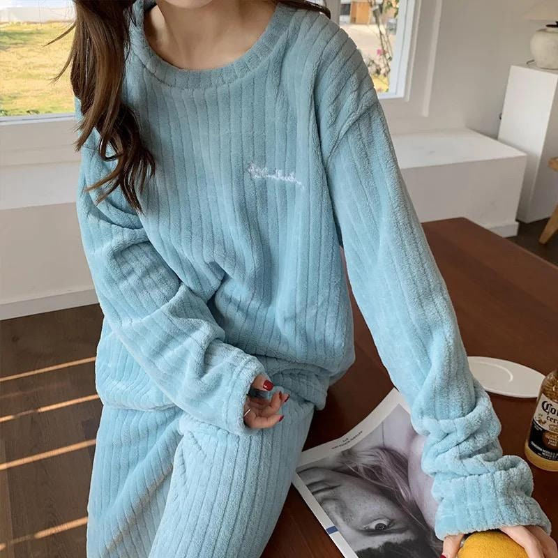 Pijama Peluche Largo De Dama Plush Abrigado Varios Colores