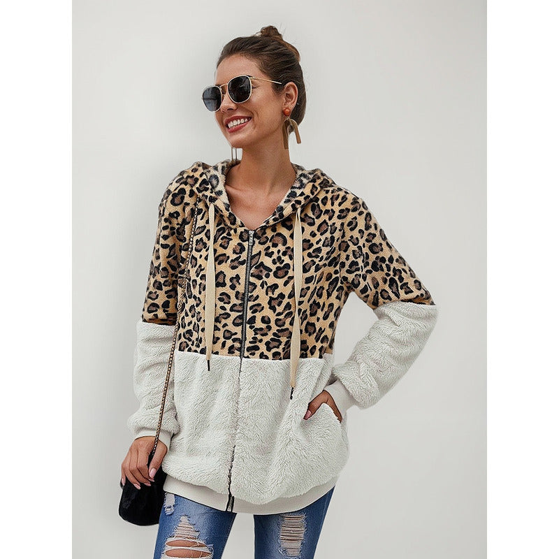 Campera Con Capucha Combinado Animal Print Polar Uniteduy