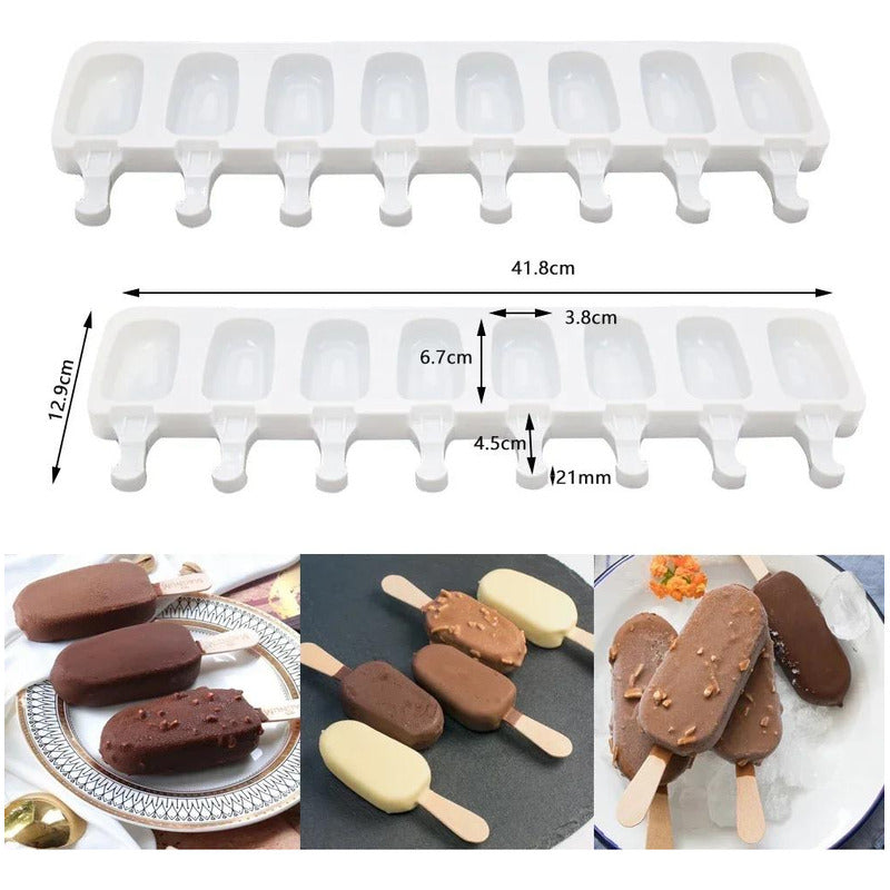 Molde De Silicona Para Helado Palito De 8 Porciones