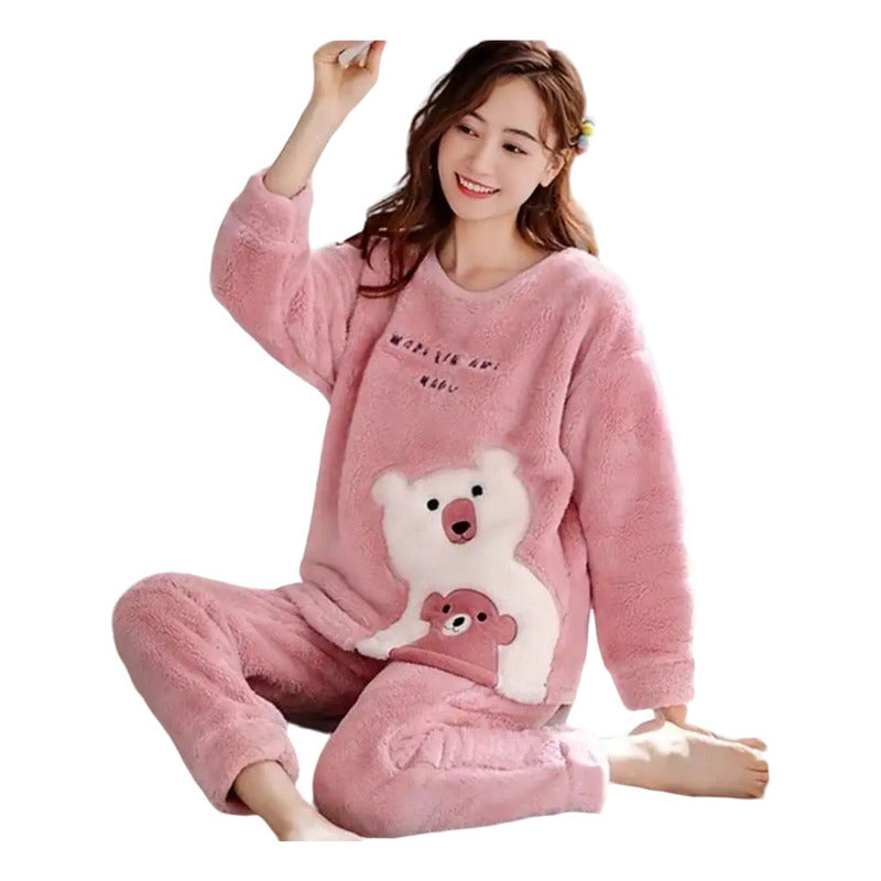Pijama Peluche Largo Osos Plus Abrigados Varios Colores