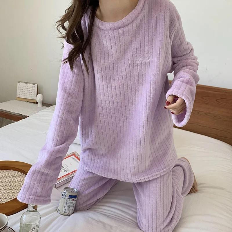 Pijama Peluche Largo De Dama Plush Abrigado Varios Colores