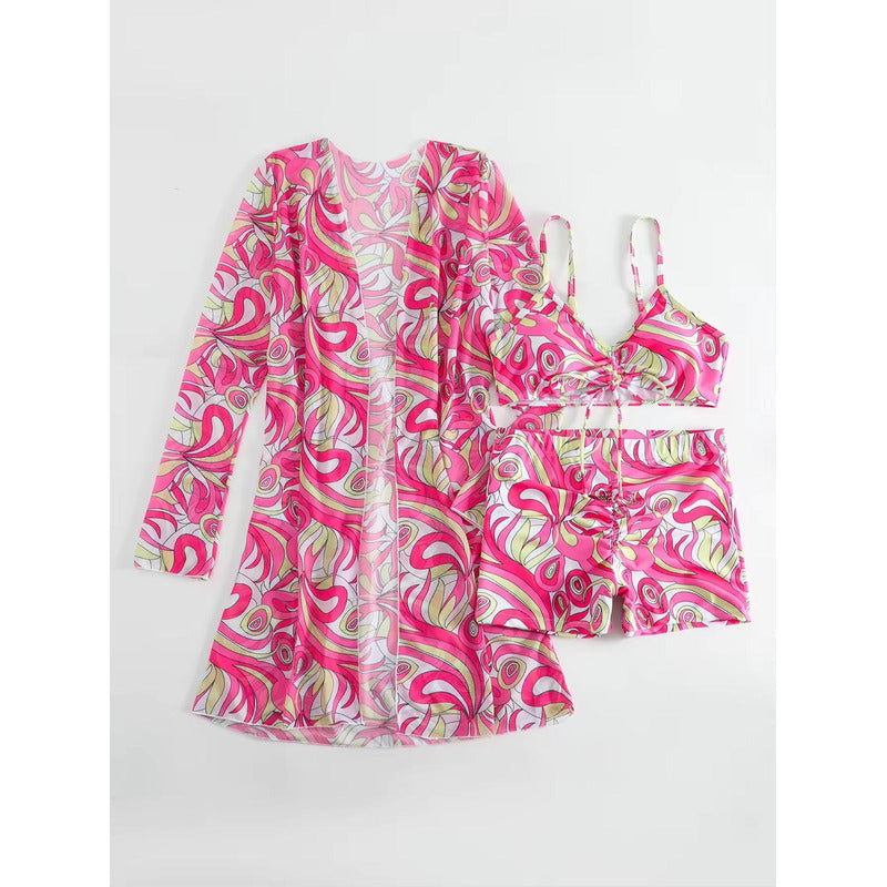 Bikini Malla 3 Piezas Tankini Short Soutien Camisa Uniteduy