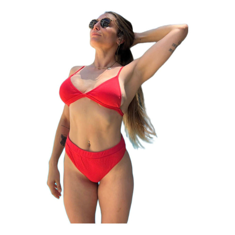 Bikini Tiro Alto Fucsia Oscuro Triángulos Y Copas Uniteduy