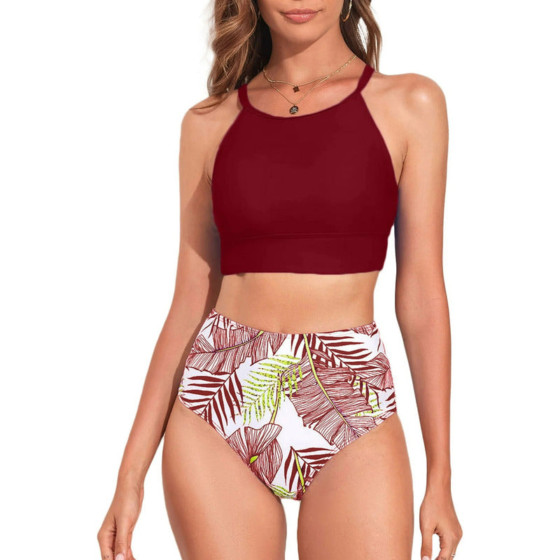Bikini Malla Tiro Alto Tipo Top Varios Colores Uniteduy