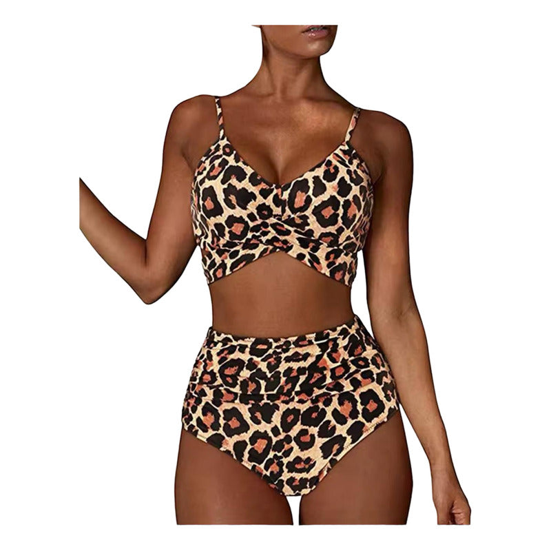 Bikini Mallas Tiro Alto 2 Piezas Push Up Cruzado Uniteduy