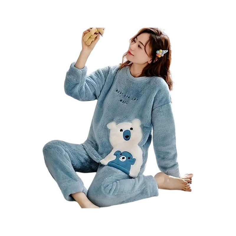 Pijama Peluche Largo Osos Plus Abrigados Varios Colores