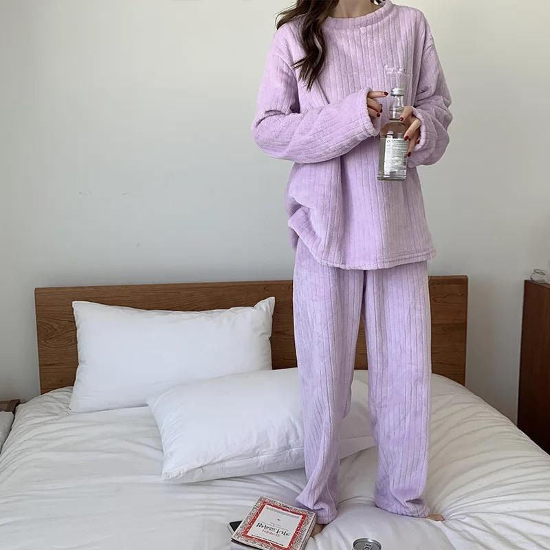 Pijama Peluche Largo De Dama Plush Abrigado Varios Colores