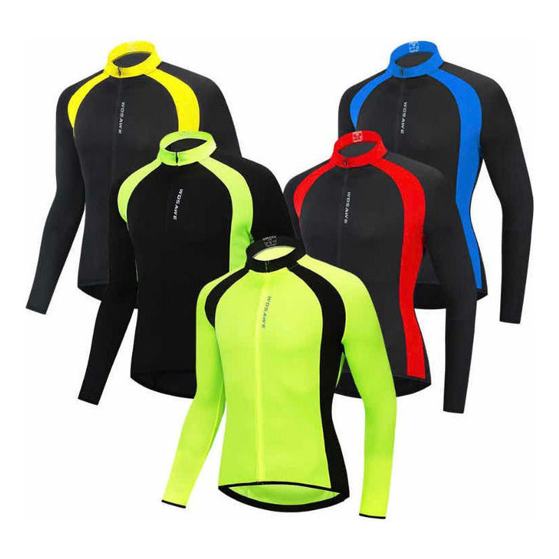 Wosawe- Jersey Manga Larga Para Ciclismo Tela Ventilada!