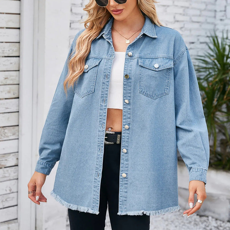 Sobre Camisa Campera Jeans Claro Y Oscuro Oversize Uniteduy