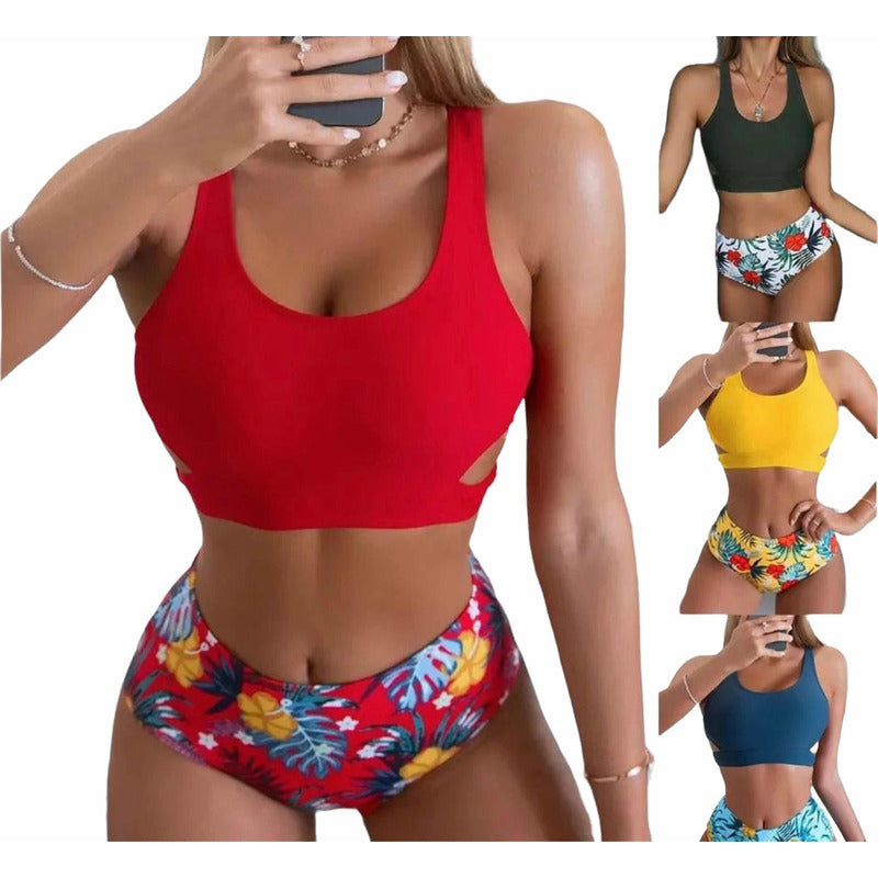 Bikini Mallas Tiro Alto 2 Piezas Push Up Uniteduy Varios Col