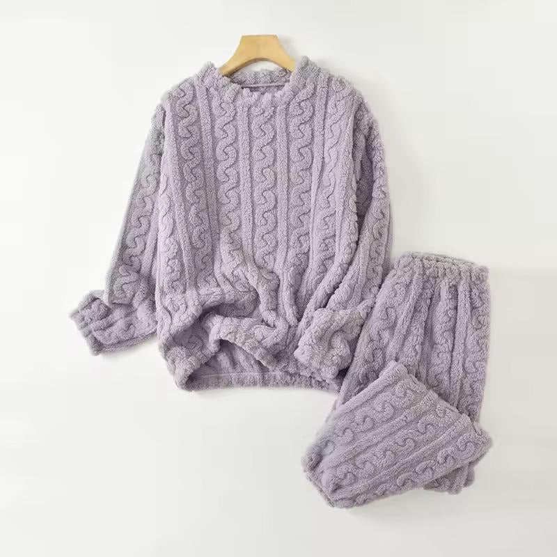 Pijama Peluche Trenzado Largo De Dama Plush  Varios Colores