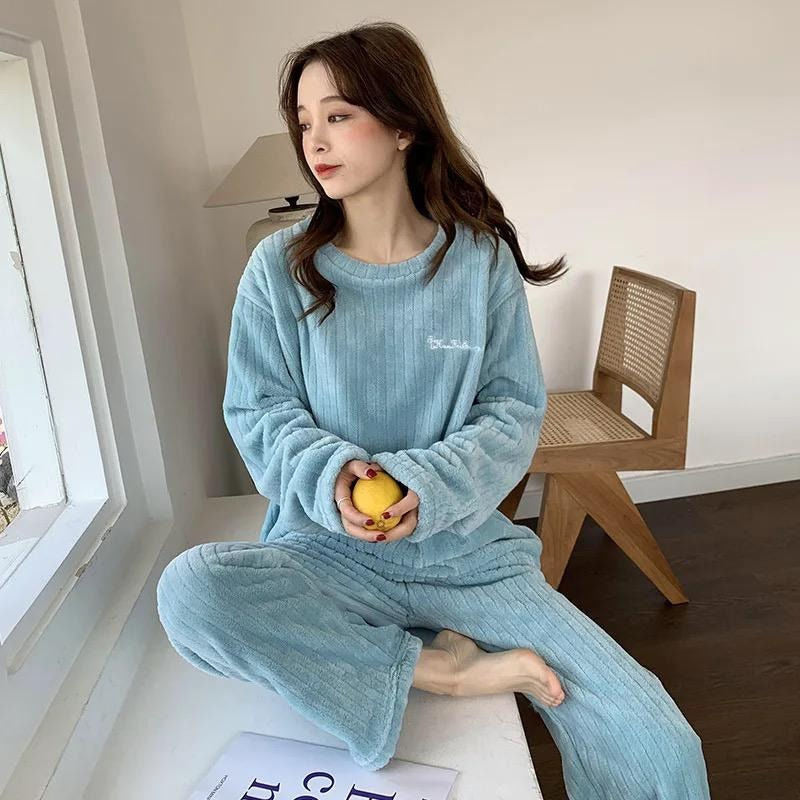 Pijama Peluche Largo De Dama Plush Abrigado Varios Colores