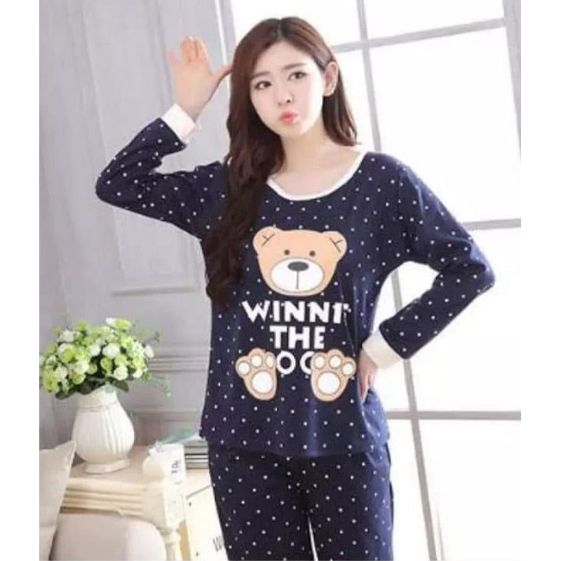 Pijama Remera Larga Y Pantalón Dama Abrigado Varios Dieños
