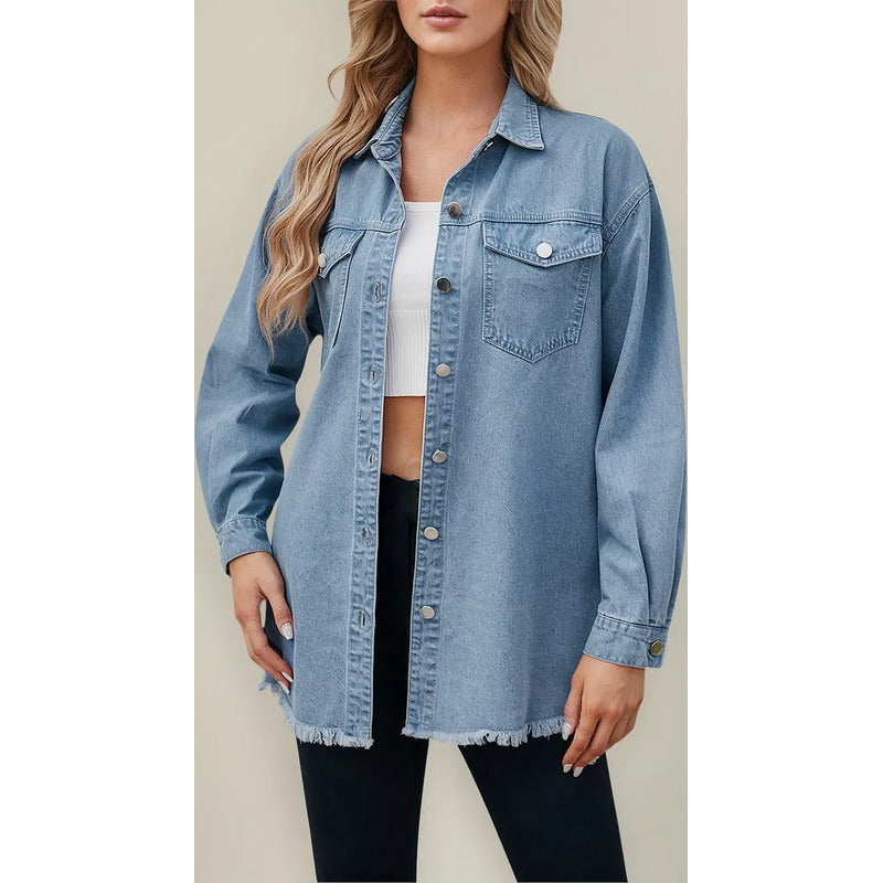 Sobre Camisa Campera Jeans Claro Y Oscuro Oversize Uniteduy