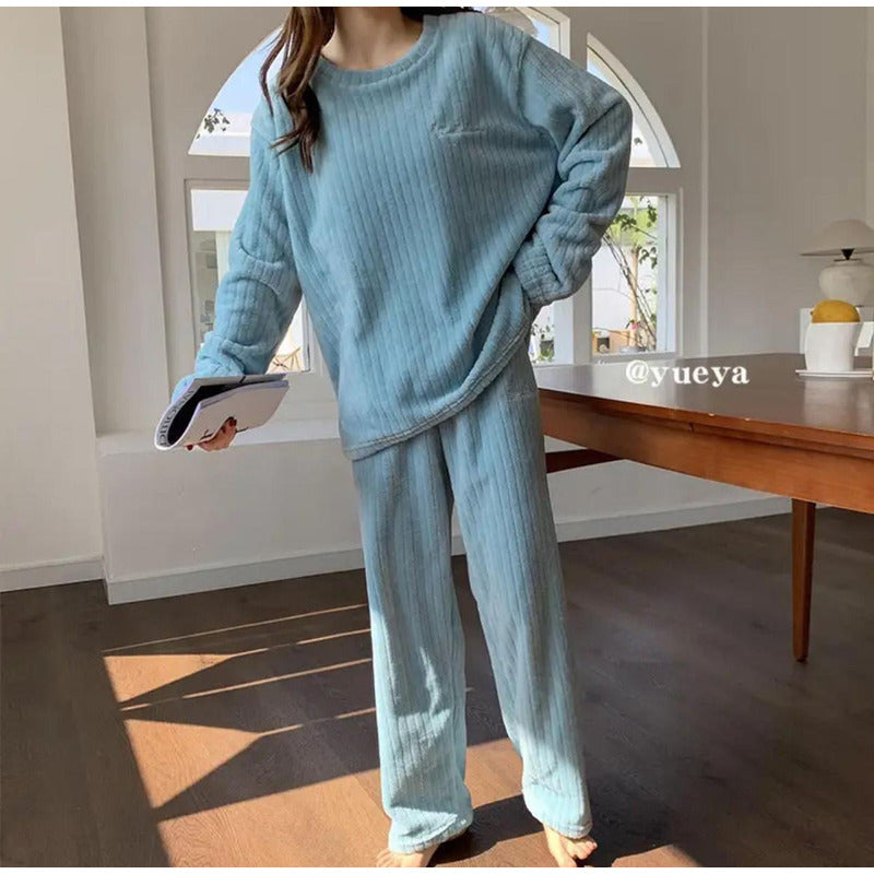 Pijama Peluche Largo De Dama Plush Abrigado Varios Colores