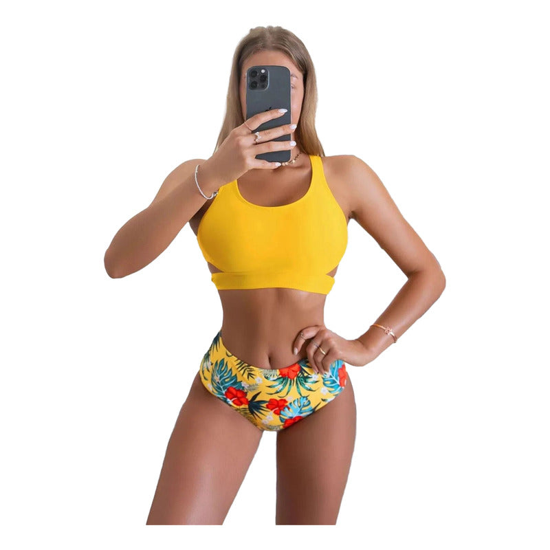 Bikini Mallas Tiro Alto 2 Piezas Push Up Uniteduy Varios Col