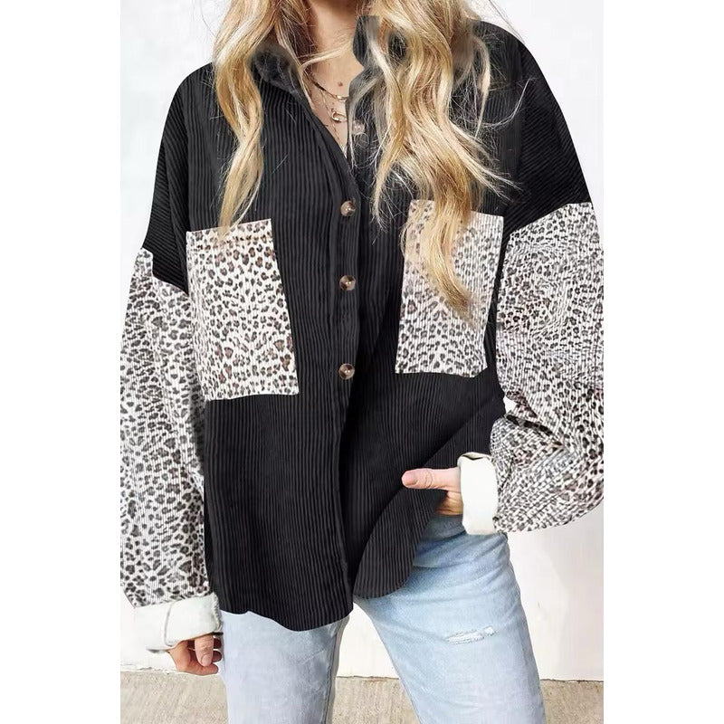Sobre Camisa Pana Combinado Con Animal Print Varios Colores