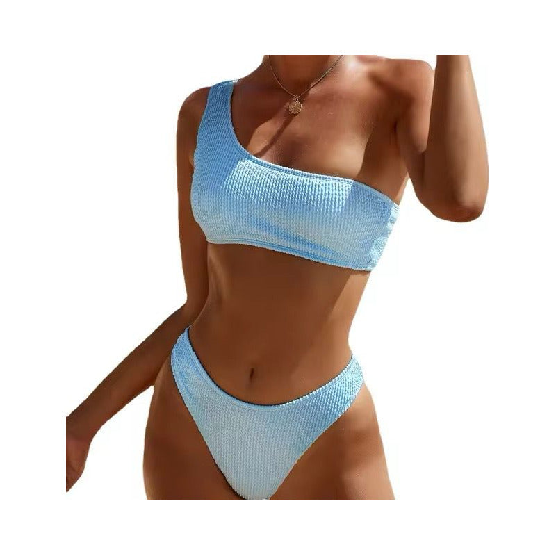 Bikini Malla Hombro Solo Vedetina Texturado Varios Colores