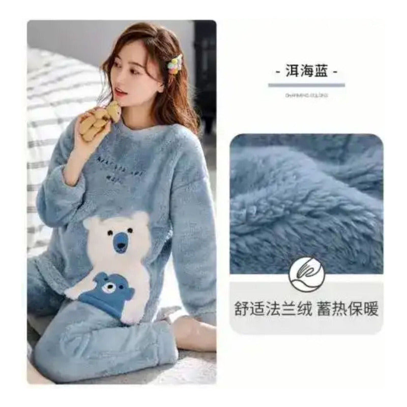 Pijama Peluche Largo Osos Plus Abrigados Varios Colores