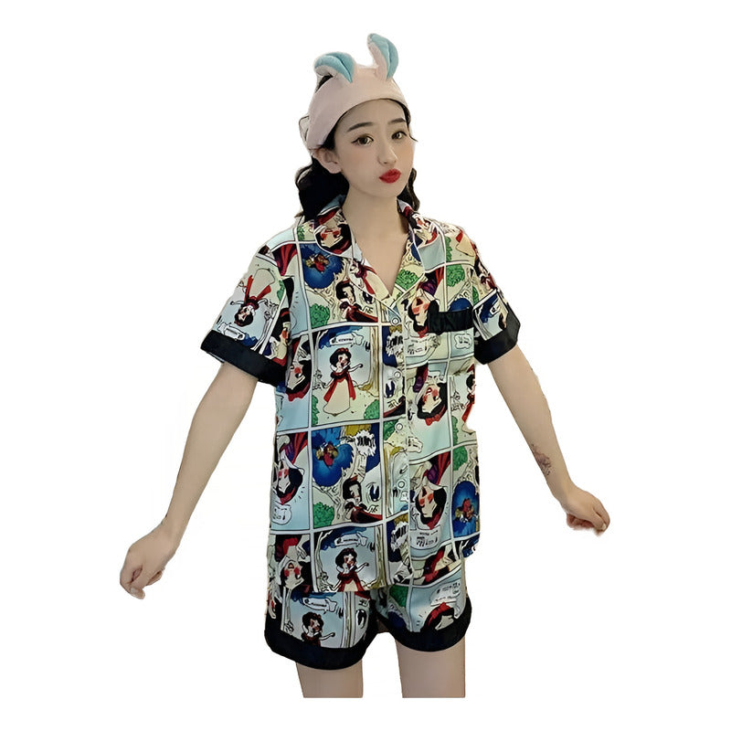 Pijamas Seda Fría Cortos M L Xl Y Xxl Disney Mickey - Minnie