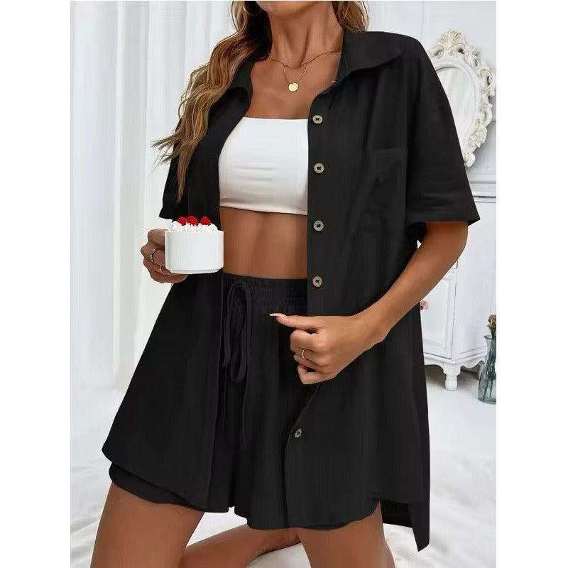 Conjunto Camisa Manga Corta Short Con Elástico Y Cordón