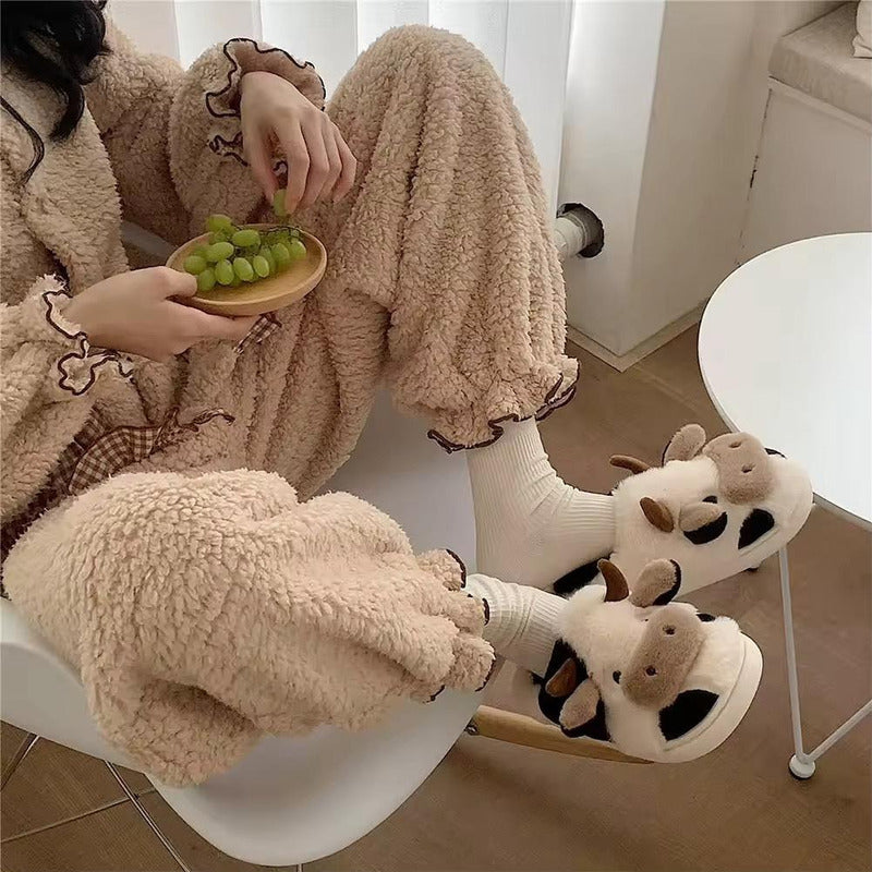 Pantufla Vaca Sin Talón Talles Del 36 Al 45 Suela De Goma