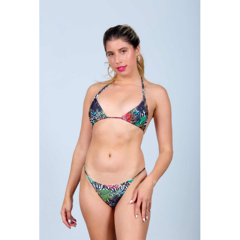 Bikini Malla Estampado Amazonas Triángulo Con Tiras Uniteduy