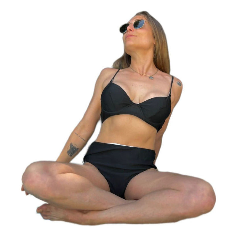 Bikini Tiro Medio Culotte, Con Aro Rojo,amarillo,negro