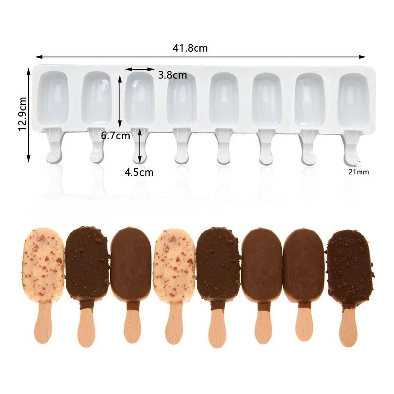 Molde De Silicona Para Helado Palito De 8 Porciones