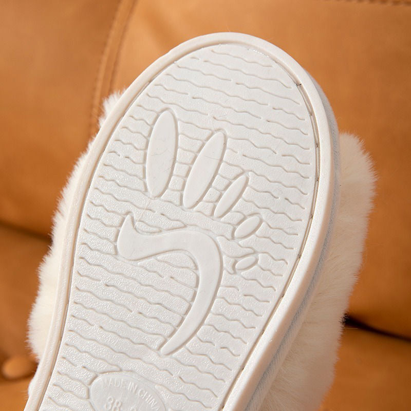 Pantuflas  Lazy Peludas Con Cadena Dorada Y Suela De Goma