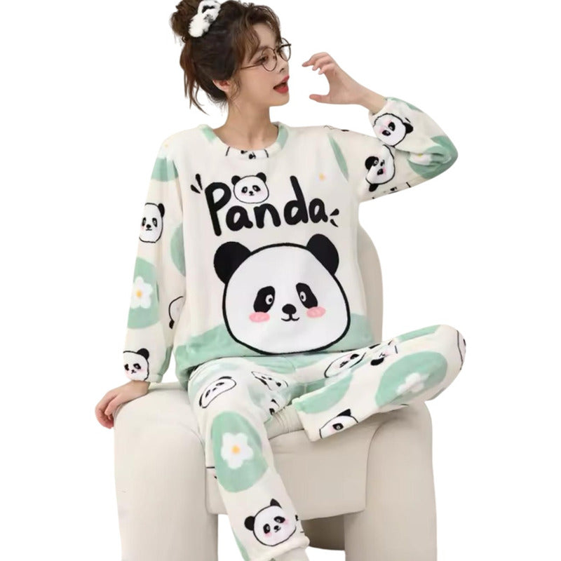 Pijama Peluche Largo De Dama Varios Diseños Talle Único