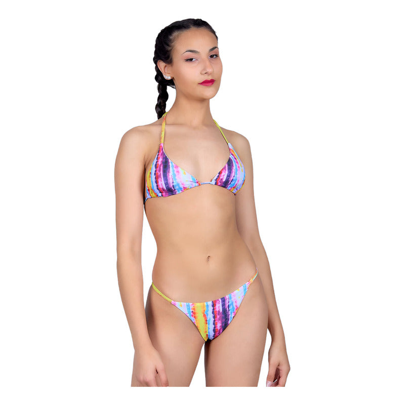 Bikini Cola Less Violeta Con Amarillo En Triangulo Uniteduy