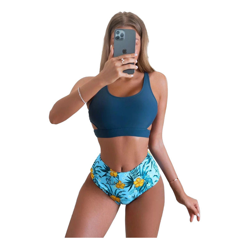 Bikini Mallas Tiro Alto 2 Piezas Push Up Uniteduy Varios Col
