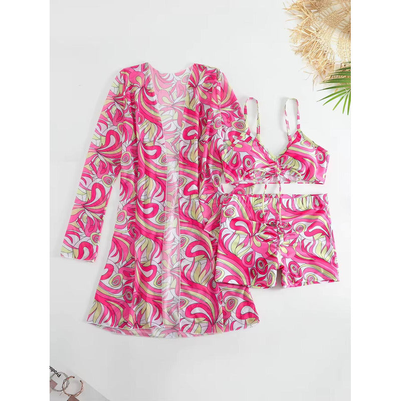 Bikini Malla 3 Piezas Tankini Short Soutien Camisa Uniteduy