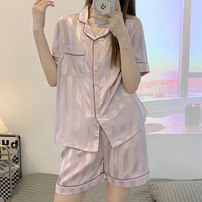 Pijama Corto De Seda Saten Mujer Varios Colores Uniteduy